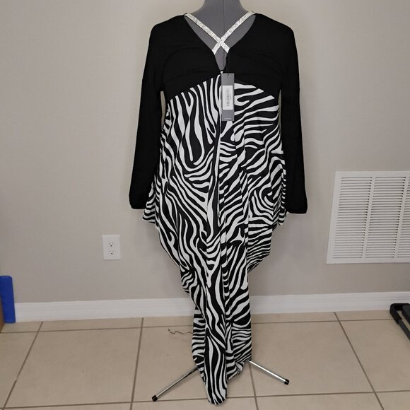 S-DEER Long Sleeve Zebra Pattern Dress – Size XL – New with Tags - Picture 4 of 16